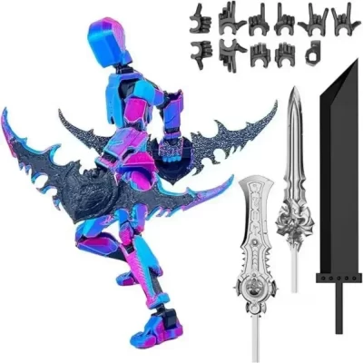 Conjunto de bonecos de ação não montados, espada gigante, robô titan, figura de ação, boneca falsa diy, ornamento, figuras articuladas 3d, meninos como