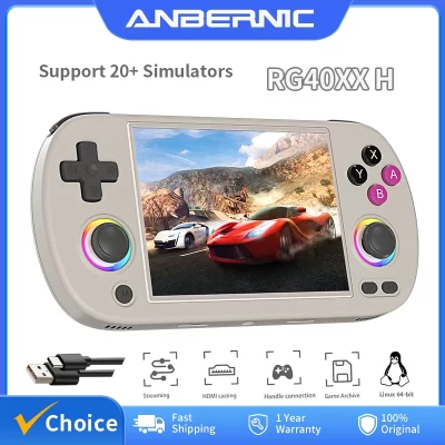 Anbernic rg40xx h console de jogos portátil linux sistema de 64 bits 4.0 polegadas ips 3200mah console de jogos de vídeo retrô 64g 5000 + jogos presente