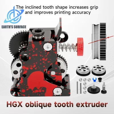 Extrusora hgx lite 2.0 atualizada, dente espiral, extrusora de engrenagem grande, engrenagem dupla, todos os acessórios de impressora 3d de metal