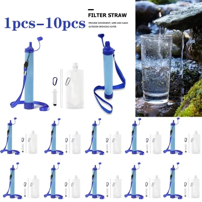 1 pces-10 pces purificador de água ao ar livre acampamento caminhadas vida de emergência filtro portátil adequado para fluxos, lagos