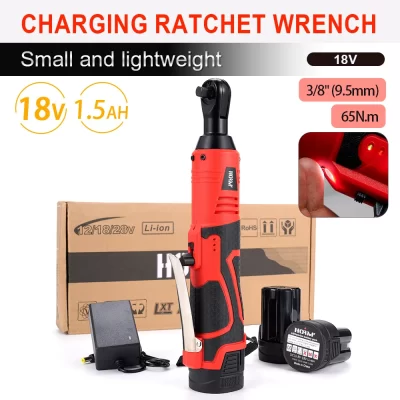 18v chave de impacto elétrica sem fio recarregável chave de fenda 3/8 Polegada ângulo direito chaves catraca ferramenta elétrica com bateria