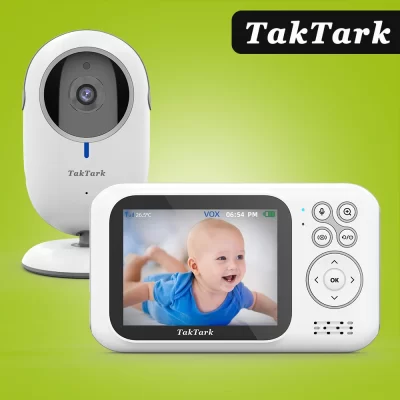 Monitor de bebê colorido com vídeo sem fio de 3,2 polegadas, alta resolução, babá, câmera de segurança, visão noturna, monitoramento de temperatura