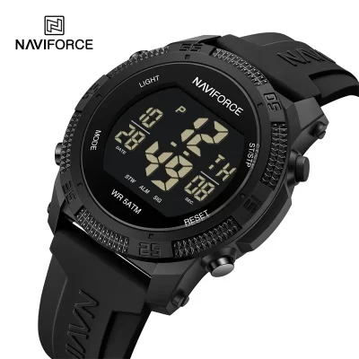 NAVIFORCE NF7104 Masculino LCD Digital Casual Data e Semana Alarme Pulseira de Silicone À Prova D 'Água Relógio Eletrônico