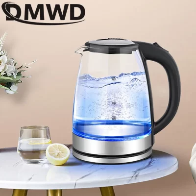 Dmwd 2l chaleiras elétricas de vidro doméstico blu-ray bule thermopot thermos samovar desligamento automático caldeira de café 1500w