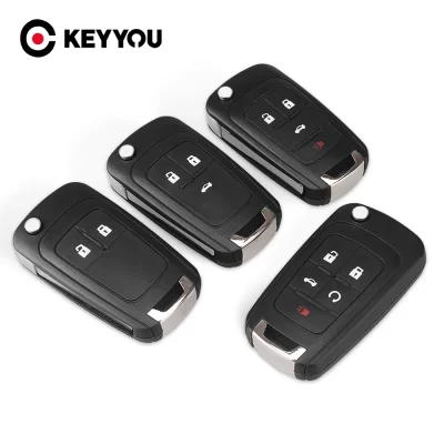Keyyou flip dobrável remoto chave do carro escudo para chevrolet cruze epica lova camaro impala 2 3 4 5 botão hu100 lâmina