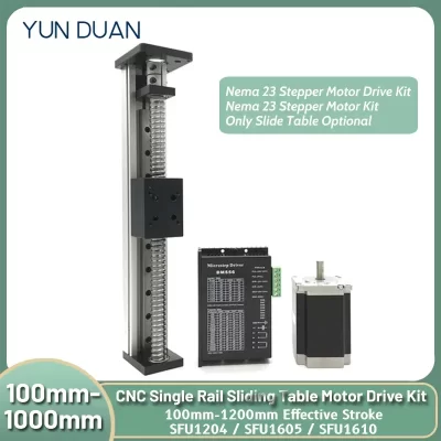 Kit de motor de mesa deslizante cnc, trilho único, eixo xyz, guia linear, parafuso esférico, mesa linear motorizada sfu1204/sfu1605/sfu1610