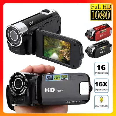 Câmera digital 1080p 16mp com luz de preenchimento 2.7 Polegada filmadora com tela rotativa 16x zoom hd gravador de vídeo câmera hd presente de aniversário