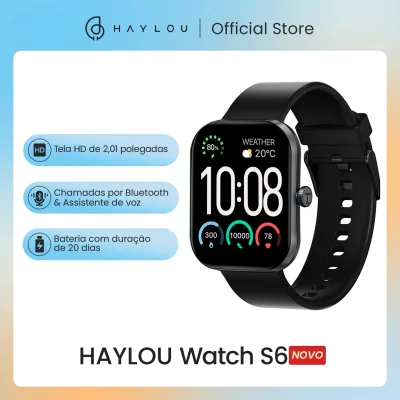 Haylou relógio s6 smartwatch 2.01 "display hd relógio inteligente bluetooth chamadas de voz ip68 à prova dip68 água fitness rastreamento smartwatch