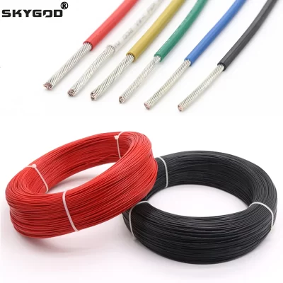 Fio de ptfe ul1332 de 1 ~ 100m, preto, vermelho, awg 30 28 26 24 22 20 18 16 14 13 12 11 10 para impressora 3d, cabo de cobre estanhado isolado fep