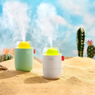 Cactus umidificador atmosfera luz noturna modo de spray de duas engrenagens umidificação silenciosa é aplicável ao quarto, escritório, sala de estar