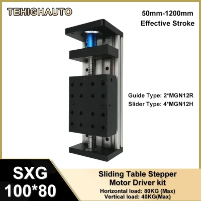 Mesa deslizante de trilho duplo de 80mm de largura, eixo xyz, parafuso esférico cnc, guia linear sfu 1204/1605/1610, carga de 80kg, 4 controles deslizantes