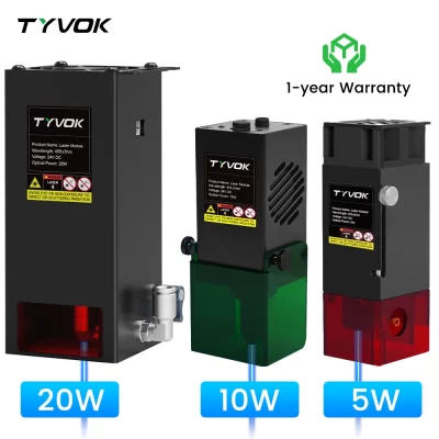 Tyvok 10W Cabeça Laser Para Gravador CNC Madeira Corte de Alta Potência DIY Ferramentas Laser 450nm TTL/PWM Luz Azul 5W/20W Módulo Laser