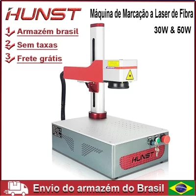 Hunst pequena máquina de marcação a laser max 30w portátil dobrável mini máquina de gravação de fibra para diy marcação presentes gravura em metal