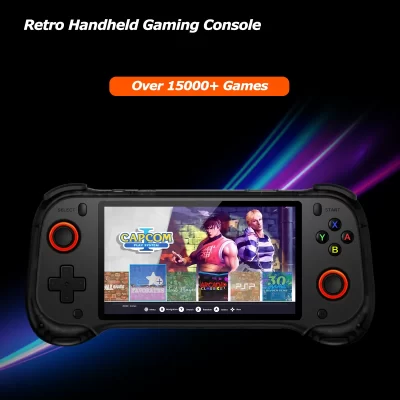 Original qrd vortex f5 retro console de jogo portátil 5.5 Polegada tela ips sistema linux hall joystick iluminação led jogador de videogame