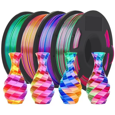 Filamento de impressora 3d pla 1.75mm 1kg 500g filamento tricolor seda pla cores triplas material plástico 3d filamento brilhante 250gx4 pacote