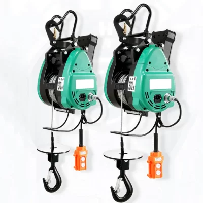 Talha elétrica de furo duplo atualizada, corda de fio suspensa, guindaste de elevação portátil, equipamento especial para canteiro de obras, 220v