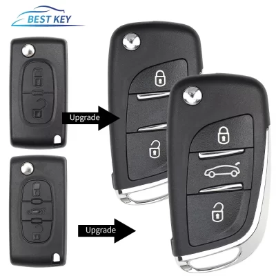 Melhor chave melhor chave 2/3 botões ce0523 chave modificada para citroen c2 c4 c5 berlingo xsara picasso para peugeot 306 407 807 parceiro va2/