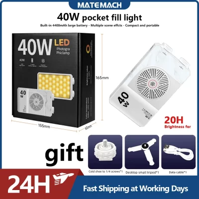 Matemach luz led para câmera com cct na câmera 2500k-9000k bicolor 4400mah alça de lâmpada de vídeo luz portátil luz fotográfica