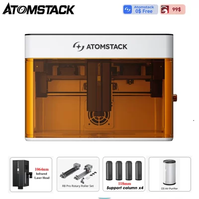Atomstack p1 gravador a laser mini 5w + 1.2w máquina de corte e gravação a laser para metais/madeira/couro impressora a laser