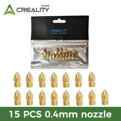 Creality 15 peças bicos de 0.4mm, peça de impressora 3d resistente ao desgaste, kit de bico de latão de alta dureza para impressora 3d creality CR-6 se