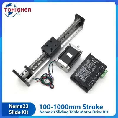 Nema23 Mesa Deslizante Kit de acionamento do motor, Estágio de trilho-guia linear, Ballsscrew motorizado, CNC, Corrediça manual, SFU1204, SFU1204, 1605, 1610