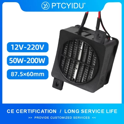 Aquecedor ptc isolado 12v ~ 220v, 50w ~ 200w, ventilador termostático, elemento aquecedor elétrico adequado para incubadora de ovos, impressora 3d ptc