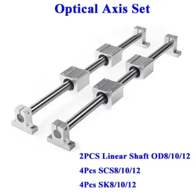 Conjunto de eixo óptico 2 peças eixo linear od8/10/12/16mm 300 400 500 4 peças scs8/10/12/16uu blocos de rolamento linear 4 peças sk8/10/12