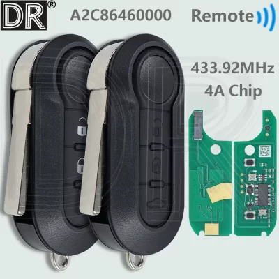 DR 4A Chip 433.92MHz 2/3 Botão Flip Chave Remota Do Carro A2C 86460000 Ou placa PCB para Fiat MOBI UNO STRADA FIORINO E MAIS
