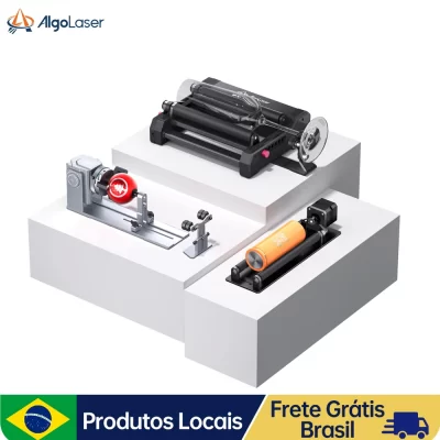Conjunto de rolo rotativo para gravador a laser AlgoLaser ARR/RR2/ARC, ideal para gravação em objetos cilíndricos regulares e irregulares
