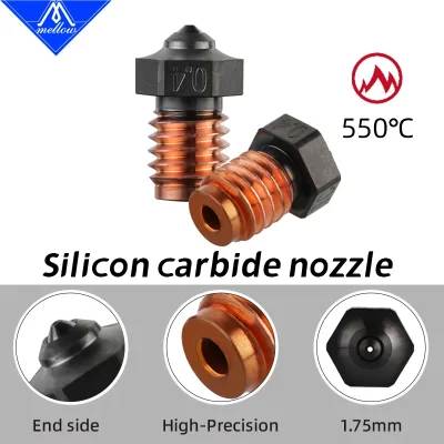 Mellow phaetus carboneto de silício v6 bocal durável reduzir vara para acessórios impressora 3d bocais m6 prusa voron vzbot hotend