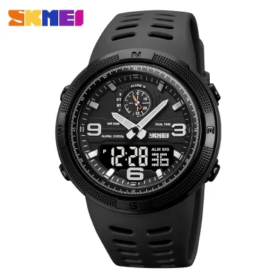 SKMEI 1655 Relógio eletrônico masculino para esportes ao ar livre com display duplo multifuncional à prova d'água para exploração de estudantes