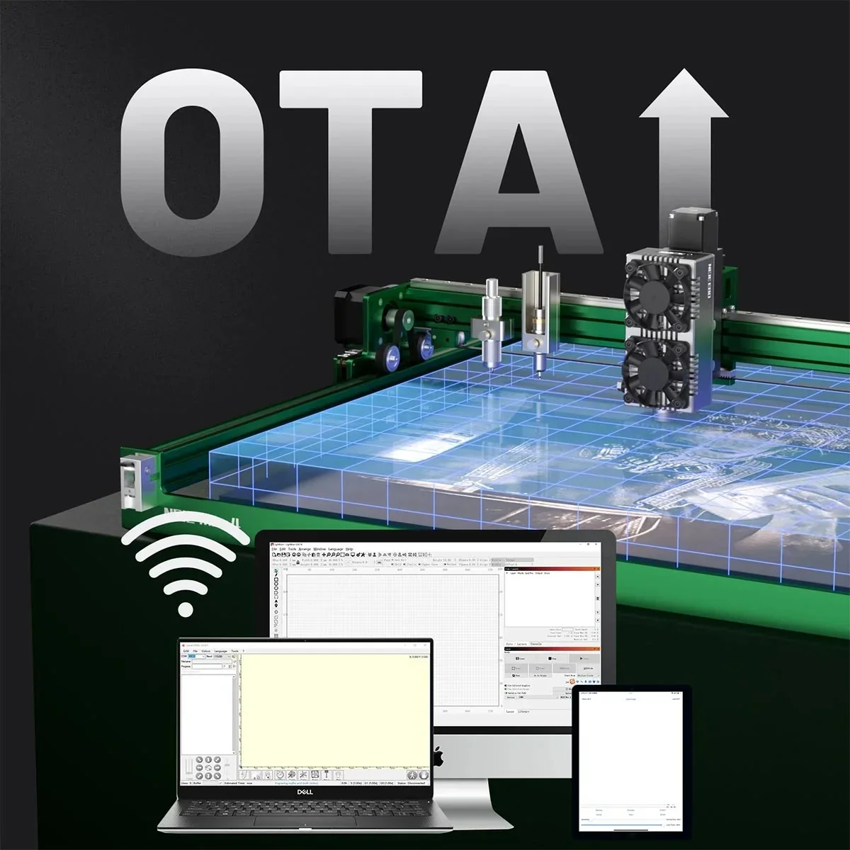 Neje max 4 e80 24w gravador a laser 4 eixos metal madeira gravação a laser cnc máquina de corte a laser kit básico + bomba ar + rotativo - Image 5