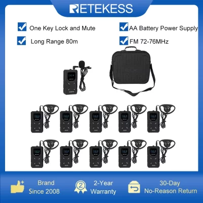 Retekess TT117 Transmissor Receptor Para Rádio FM Portátil Radio Comunicador Sistema de Guia turístico para Tradução Simultânea Museu Lgreja Conferência Reunião Treinamento de Fábrica Radio de Comunicação
