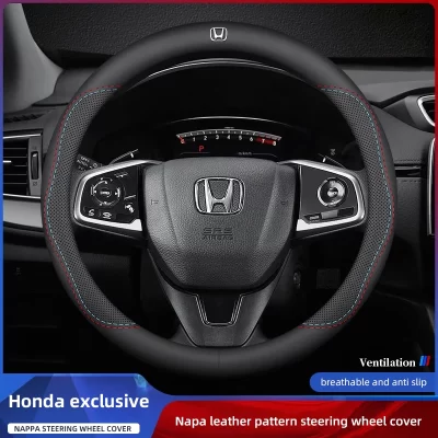 Capa de couro para volante de carro, acessórios antiderrapantes para honda fit crv civci accord jazz hrv stepwgn prelude insight vezel crz