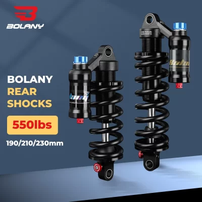 Bolany mtb suspensão traseira choque 190/210/230mm 6066 liga ajustável mola de bobina para downhill & bicicletas de montanha elétricas