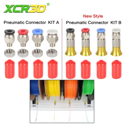 Xcr caixa de secador de filamento de impressora 3d, conector pneumático com porca para filamentos pla abs 2.5x4mm tubo ptfe acessórios de impressora 3d