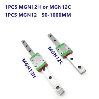 Guia linear de 12mm, trilho mgn12 100 150 200 250 300 350 400 450 500 550 600 700 800 1000 mm + bloco mgn12h ou mgn12c, impressora 3d cnc