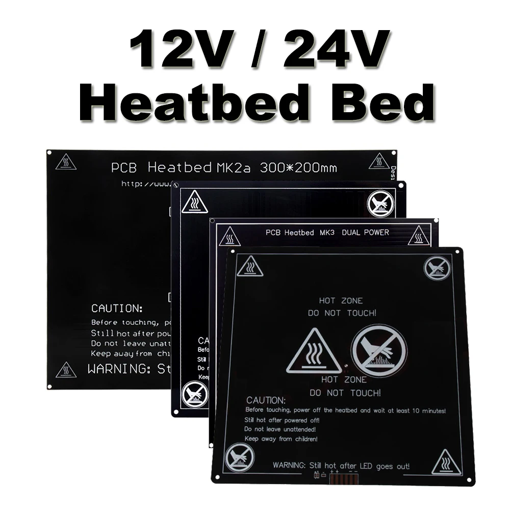 MK2A MK3 MK2B Cama Aquecida PCB Alumínio12V 24V HeatBed Plataforma de Impressão 300x200 214x214 220x220mm Peças de Impressora 3D