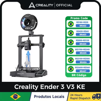 Creality Ender 3 V3 KE Impressora 3D com 500 MM/S Max Impressão Rápida Mãos-livres Auto Nivelamento Sprite Extrusora Trilho Linear Eixo X