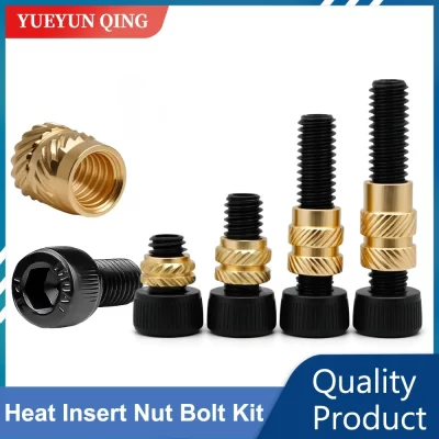 M2 m2.5 m3 m4 m5 m6 conjunto de parafusos de porca de inserção de calor de bronze grau 12.9 din912 parafuso de soquete sextavado kit de inserções de rosca de derretimento quente para impressora 3d
