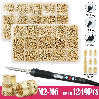Ferramenta de inserção de rosca térmica e porca de latão para impressora 3D, inserção de plástico, M2, M3, M4, M5, M6 Porcas de cobre, 1249x