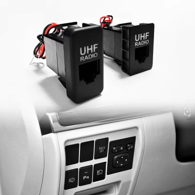 Azul led rj45 interruptor soquete uhf conector de rádio painel do carro microfone para toyota prado fj cruiser 4runner hilux