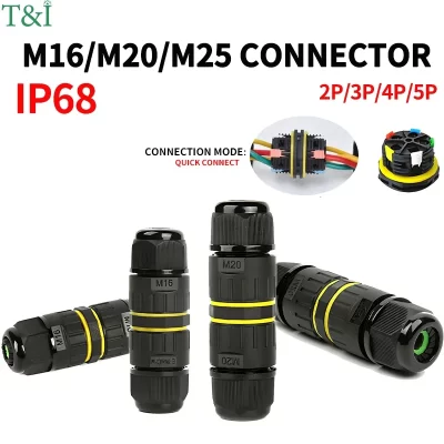 Conector impermeável exterior do cabo elétrico da caixa de junção IP68, fácil de instalar, M16 M20 M25 para diâmetro de fio de Ø3.5-14mm 2 vias