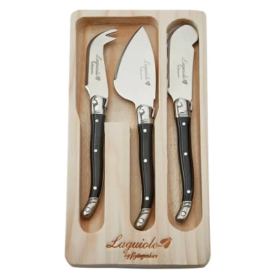 3pcs Laguiole Cheese Tool set Black Butter Spreader Sandwich Jam Knife Small Cheese Slicer Scraper Cutter Kids Child Cutlery