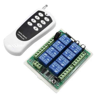 8 canais rf interruptor de controle remoto sem fio dc 12v 24v & sistema controle remoto receptor 8 botão transmissor 433mhz 8ch relé
