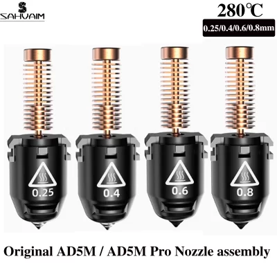 Original para flashforge aventureiro ad5m bocal/5m pro bocal kit montagem hotend 0.25/0.4/0.6/0.8mm bocal de alta velocidade impressora 3d