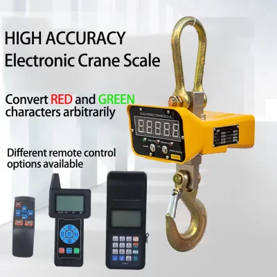Balança de guindaste industrial 1-5t, balança digital suspensa com display LED visível, gancho eletrônico com cabo de carregamento de controle remoto