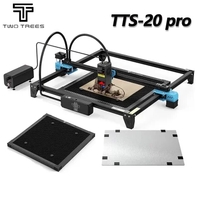 Twotrees TTS-20 Pro 20W Máquina de gravação a laser de mesa de nível industrial FAC + SAC Beam Laser 418 * 418 mm Área de trabalho TTS atualizado