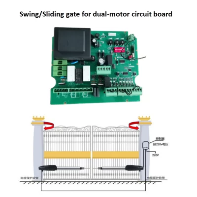 Balanço/portão deslizante pcb 220v ac 433 mhz modelo nc para motor duplo balanço/porta deslizante placa de circuito do motor