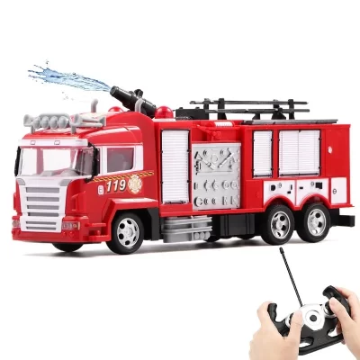 Tamanho grande resistente à queda de controle remoto elétrico caminhão de bombeiros brinquedo conjunto crianças simulação sprinkler engenharia carro menino brinquedo presente